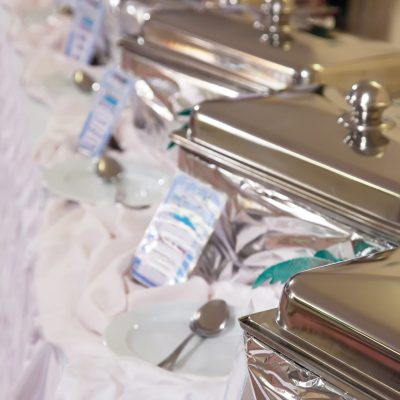 Buffet heated trays Buffet heated trays ready for service